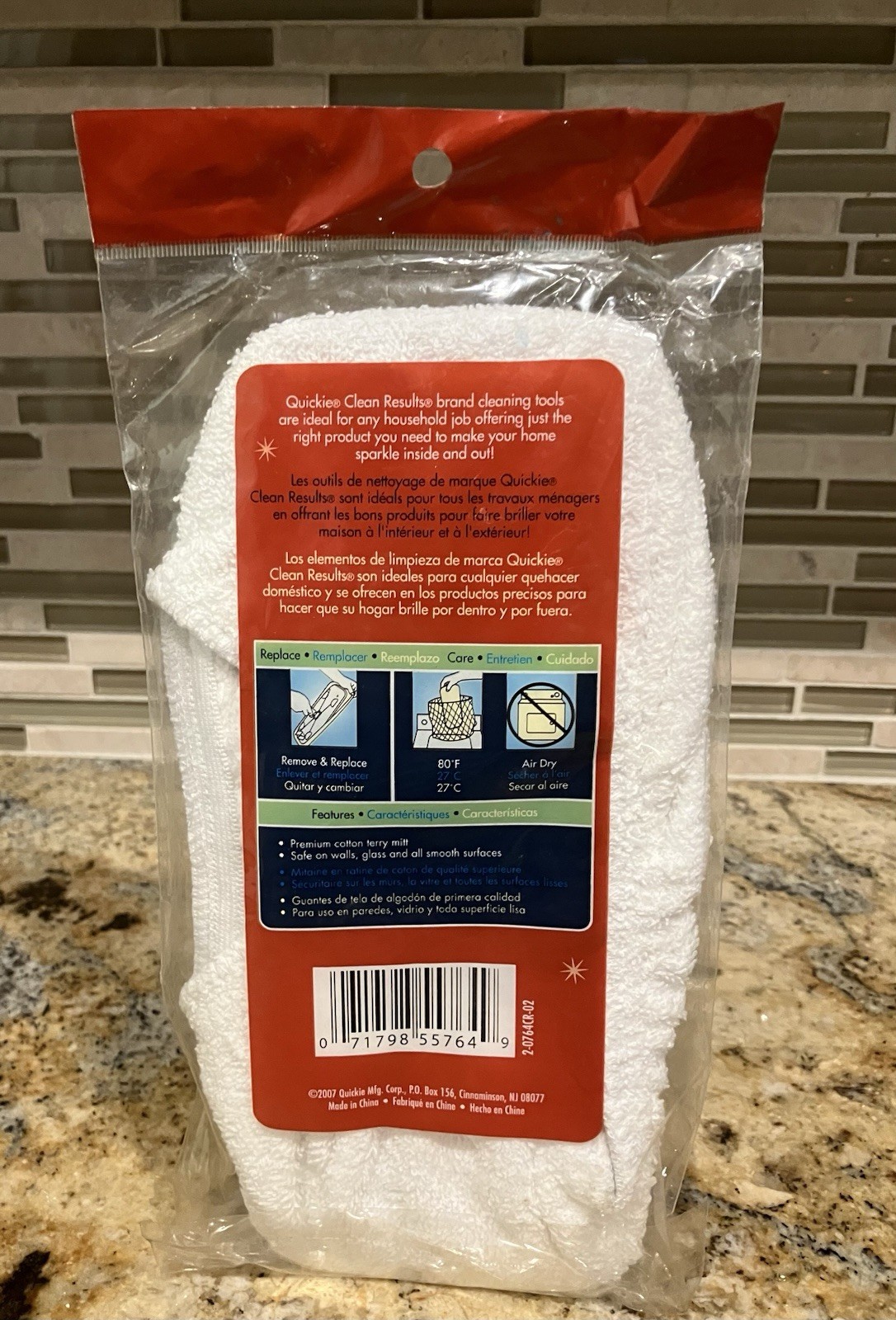 QUICKIE Clean Results MIGHTY MOP Refill Recharge Washable Cotton Mitt 0764CR