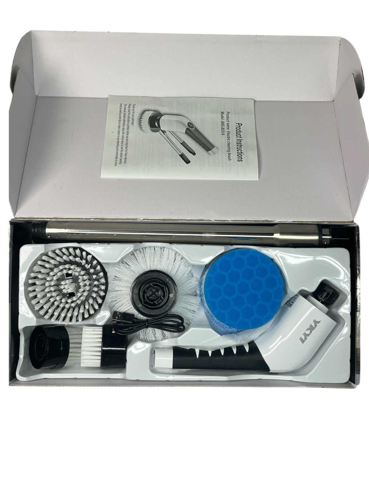 YKYI 8‑in‑1 Electric Spin Scrubber ANS‑8051A – New Open Box – 3 Speeds
