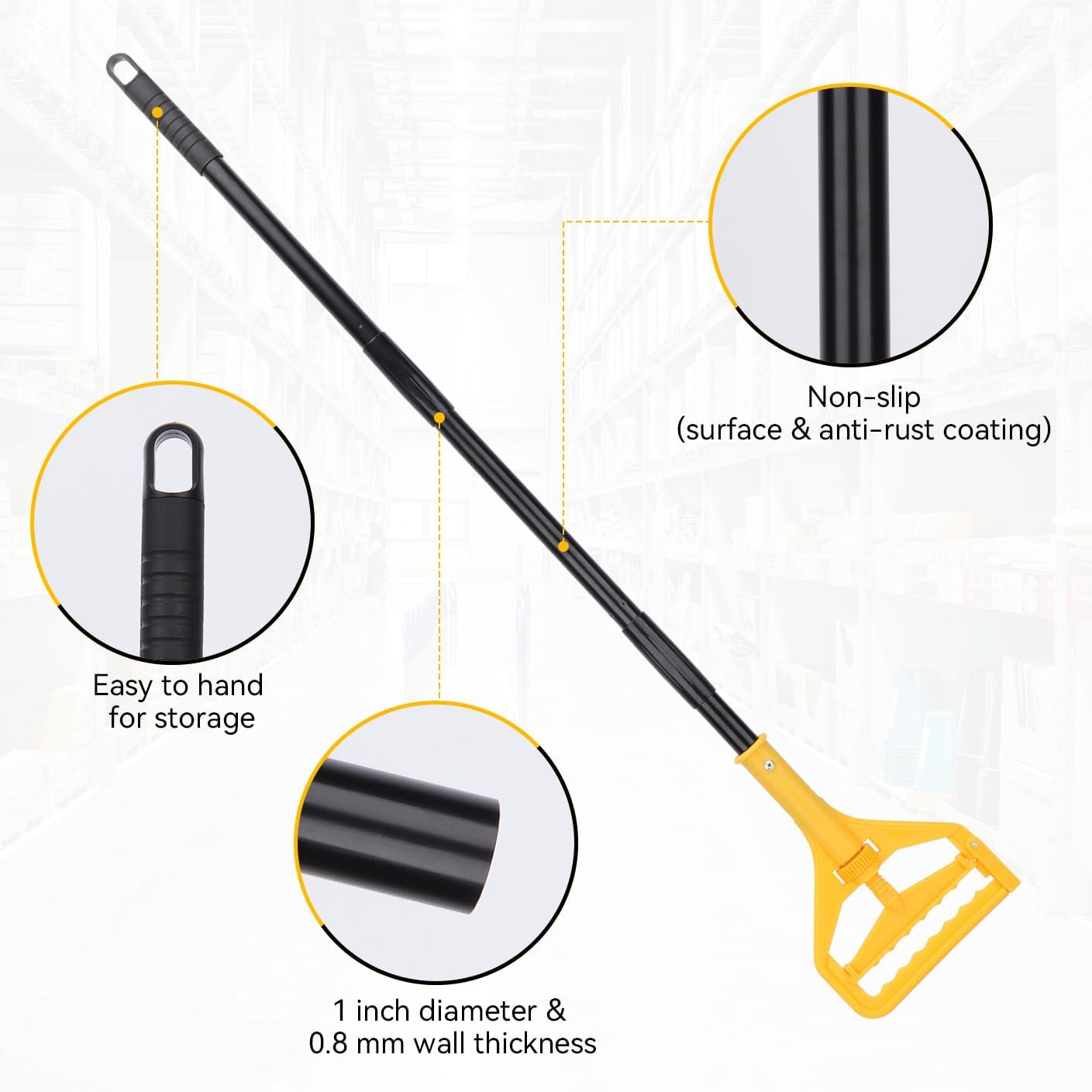 Mop Handle Commercial Heavy Duty – 57 Inch Industrial Metal Mop Stick