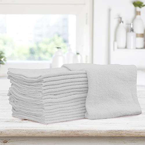 Shop Towels – Pack of 50 Reusable Cleaning Rags – Durable Quality Cotton White