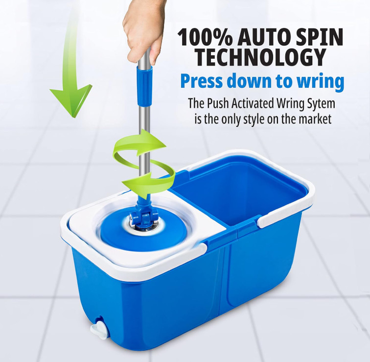 Insta Mop Spin Mop, Mop and Bucket with Wringer Set – FREESHIPPING
