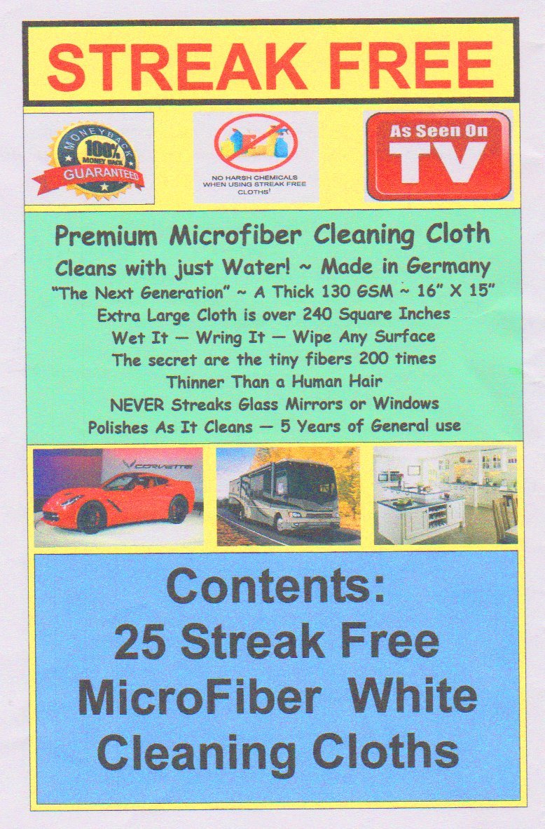 25 Streak Free MicroFiber Cleaning Cloths FREE SHIP Dealer ReSale Kit 5 Packs