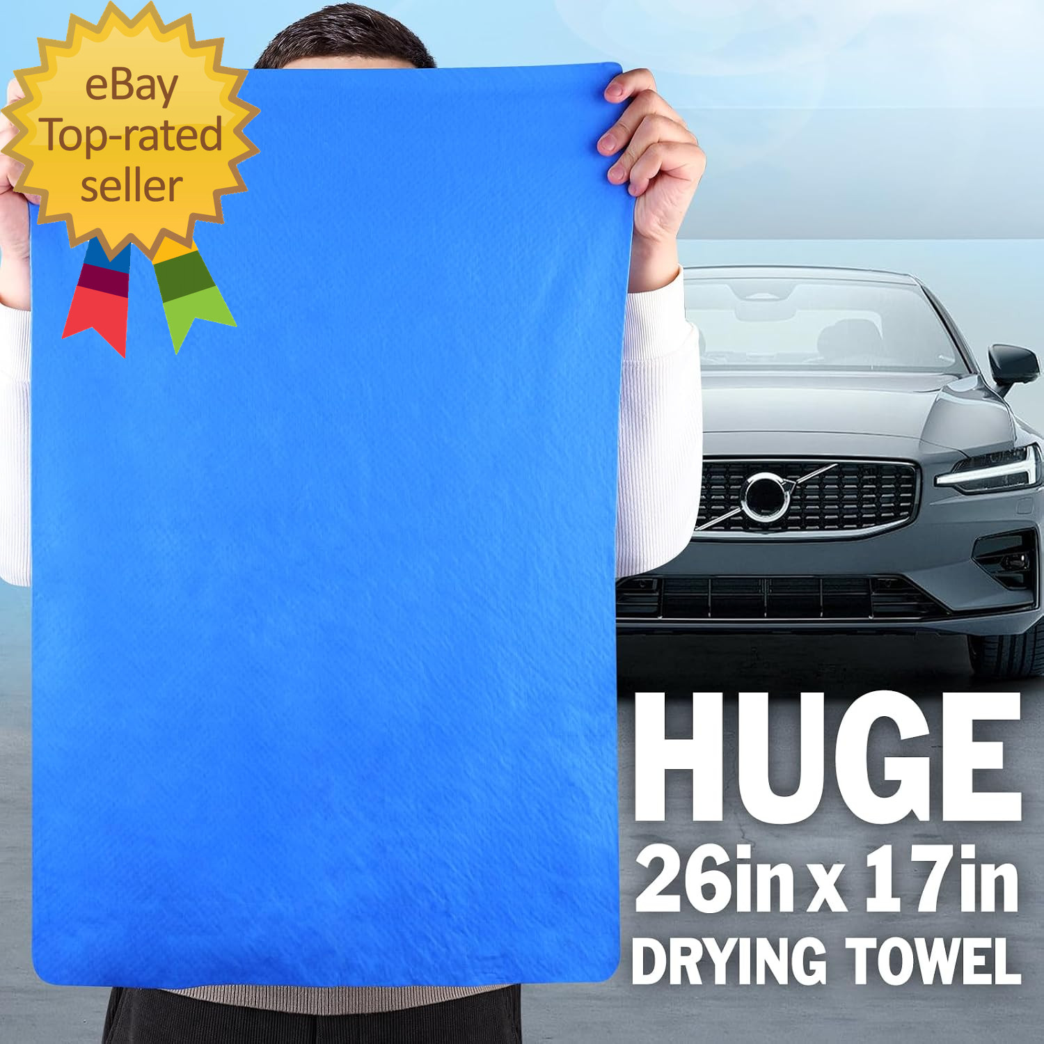 3 Pack Premium Chamois Towel for Car, 26”X17” Shammy Cloth for Car Drying, Super