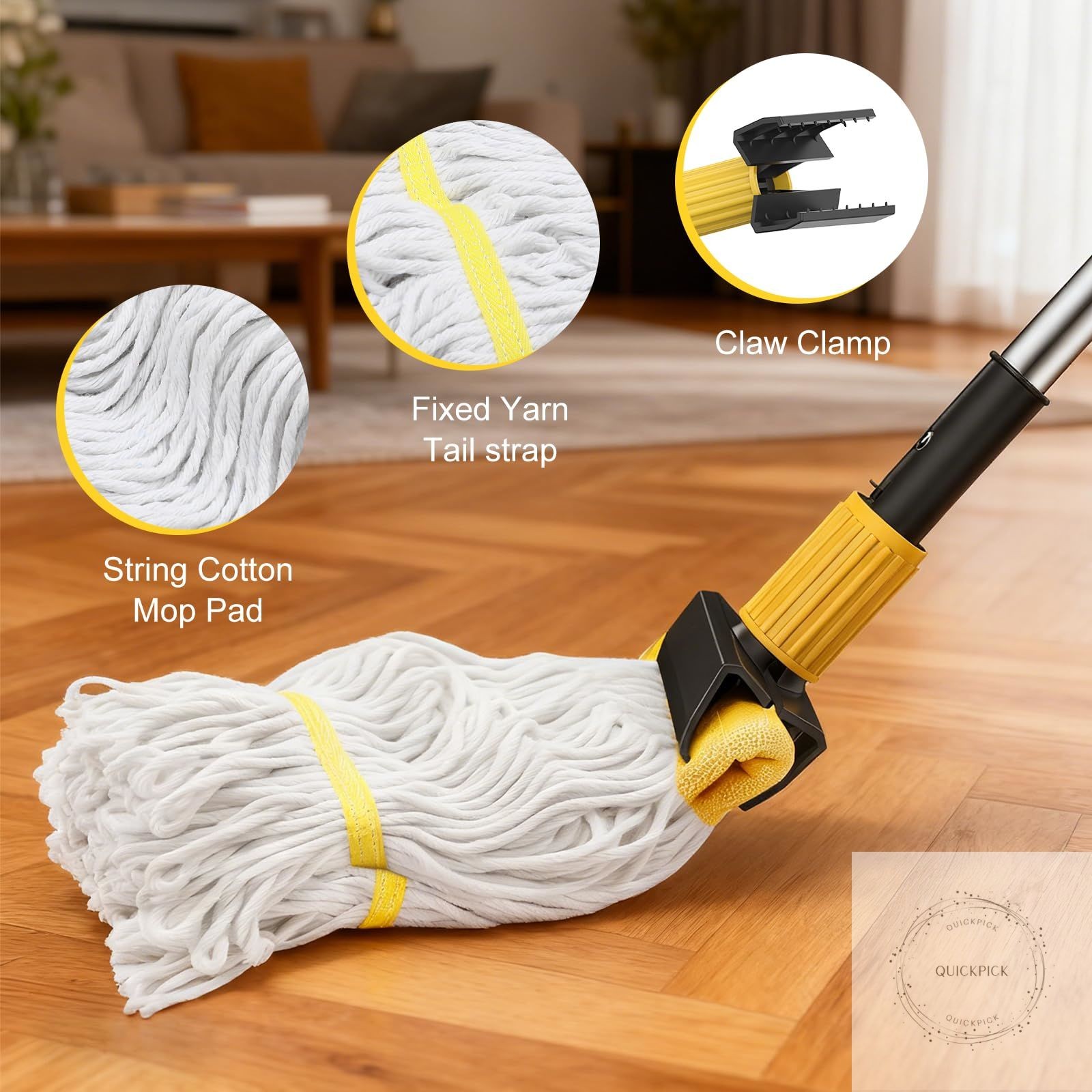 Heavy Duty String Wet Mop for Floor Cleaning, Commercial Industrial Cotton Mops