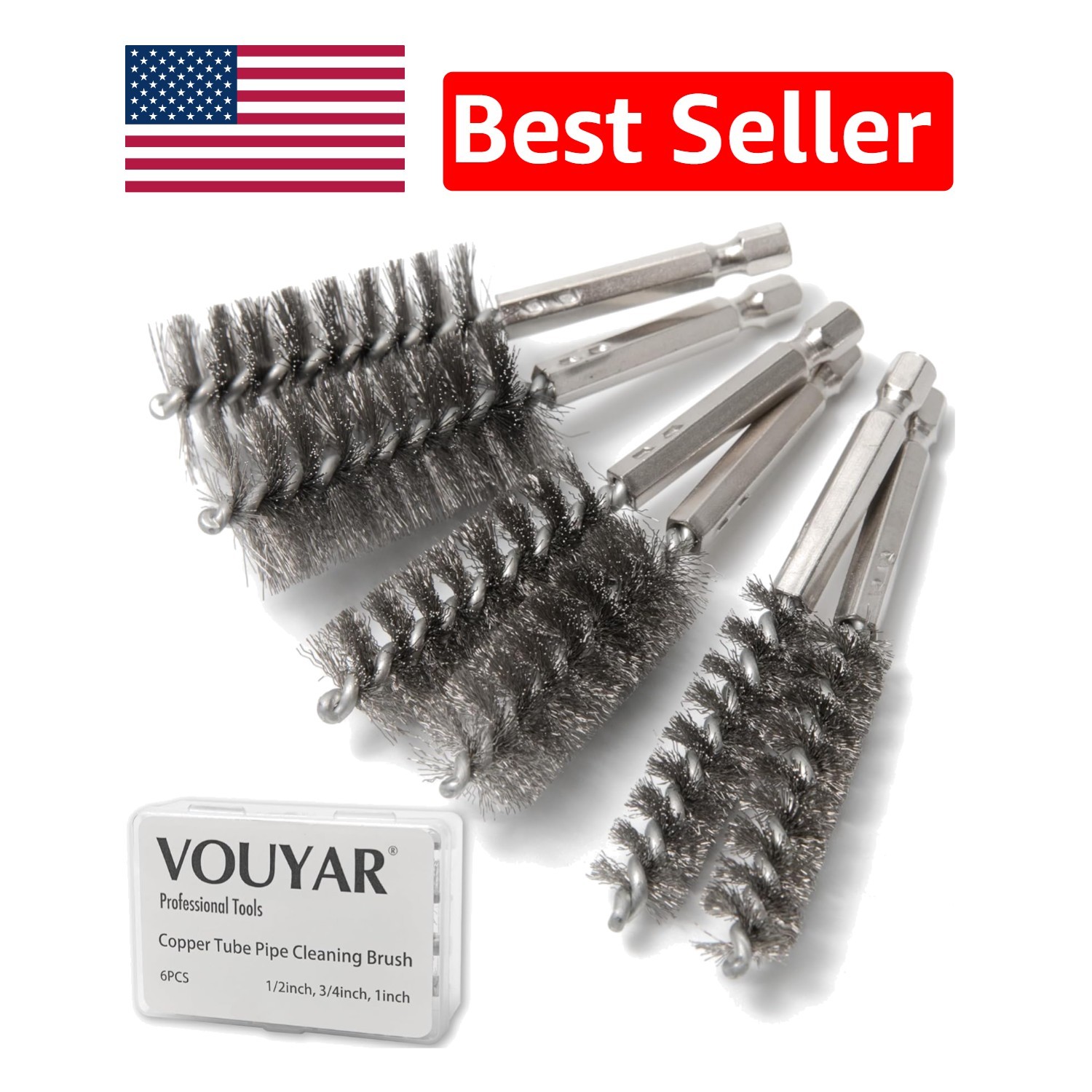 Versatile 6pcs Pipe Cleaner Brushes – Ideal for Copper Tubes & Automotive Use