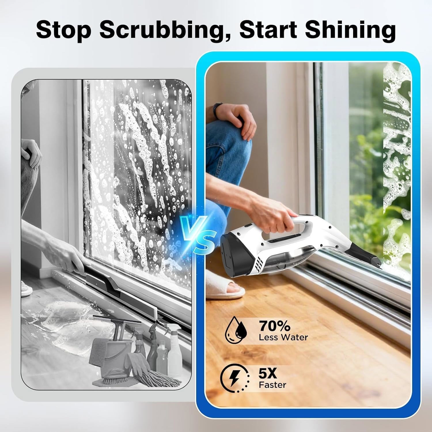 Cordless Window Cleaner Vacuum Squeegee Glass Wiper Multisurface Adjustable New