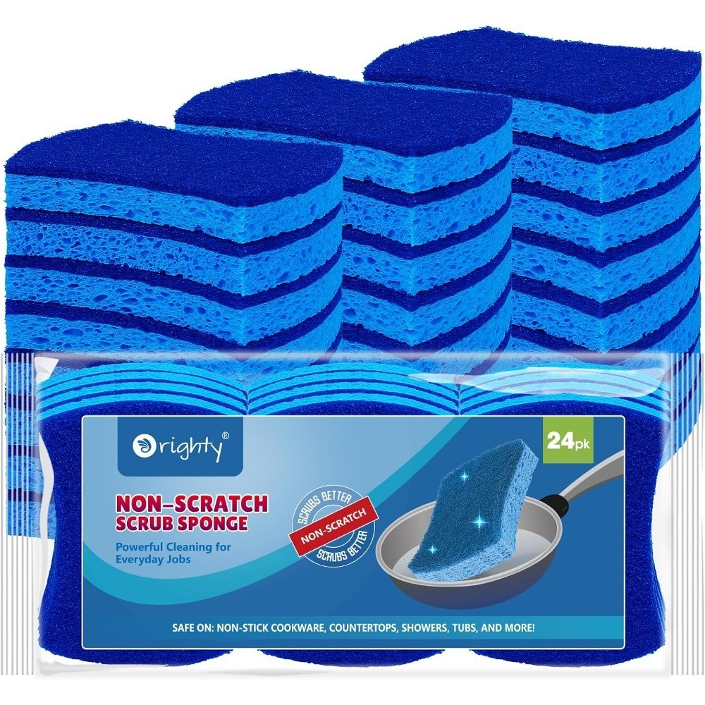 Non-Scratch Scrub Sponges, 24 Pack Kitchen Sponge Cleaning Sponge | Dual Side