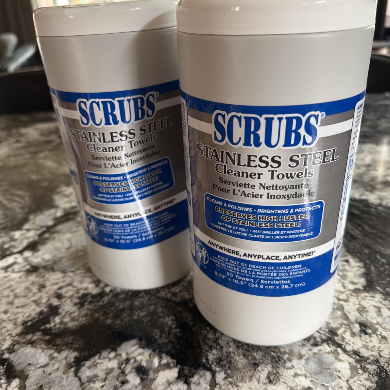 Scrubs Stainless Steel Cleaner Towels 2 30-Count 9.75″x10.5″ Cleans & Polishes