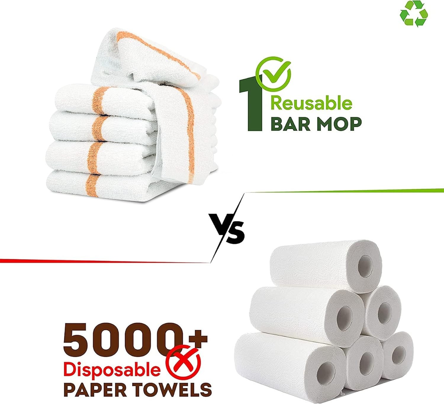 Bar Mops Gold Stripe Pack of 60 Kitchen Towels 16×19 Multi-Purpose for Home,