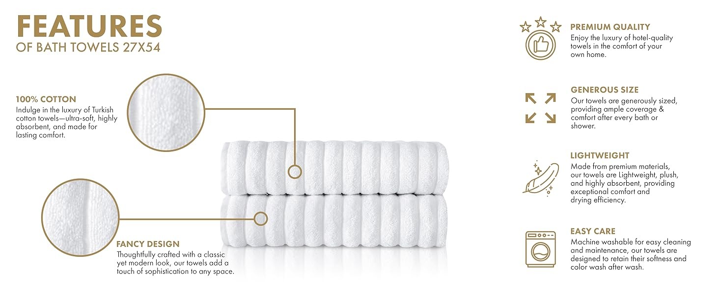 CTT Luxury 6 Piece Towel Set, 100% Turkish Cotton, Quick Drying, Highly