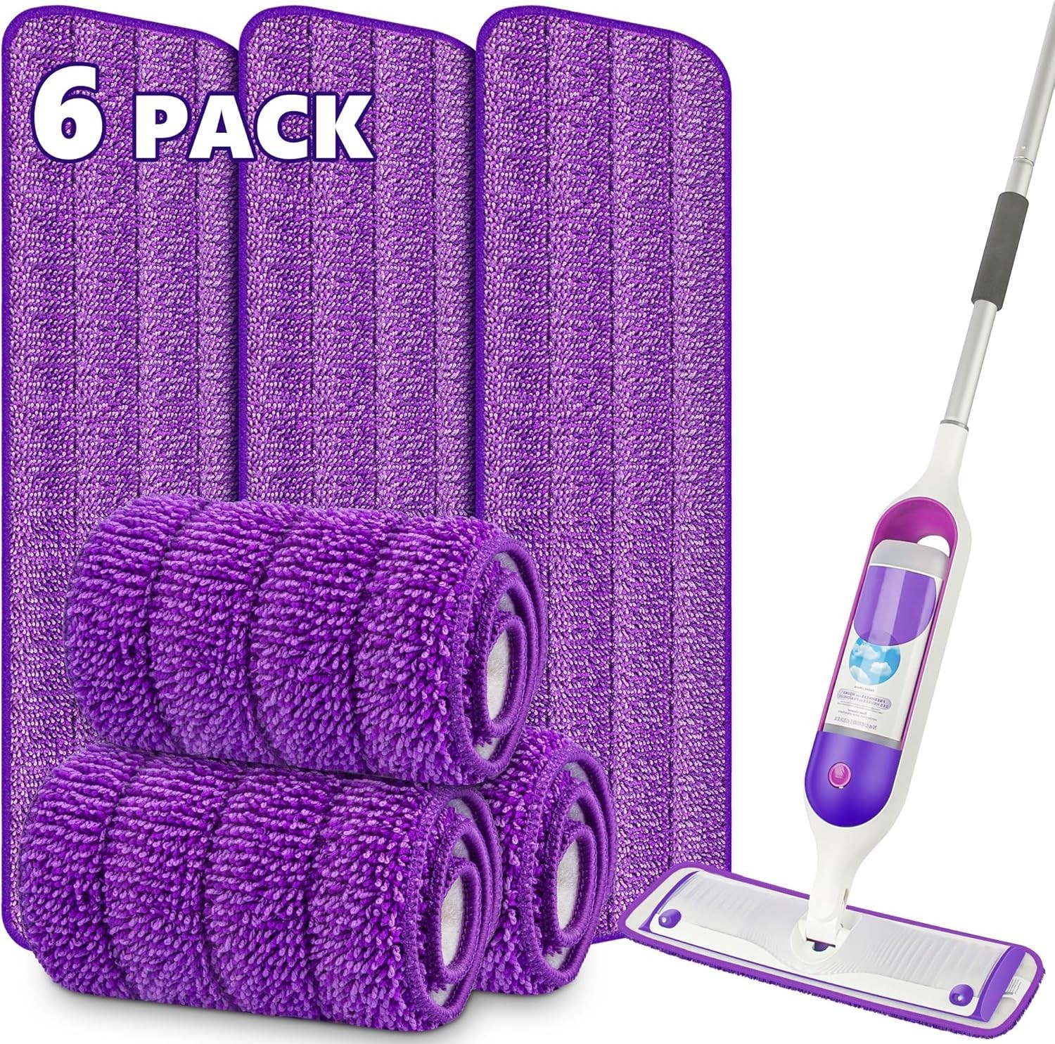 6 Pack Reusable Mop Pads for Swiffer PowerMop, Power Mop Pads 15” Microfiber Re