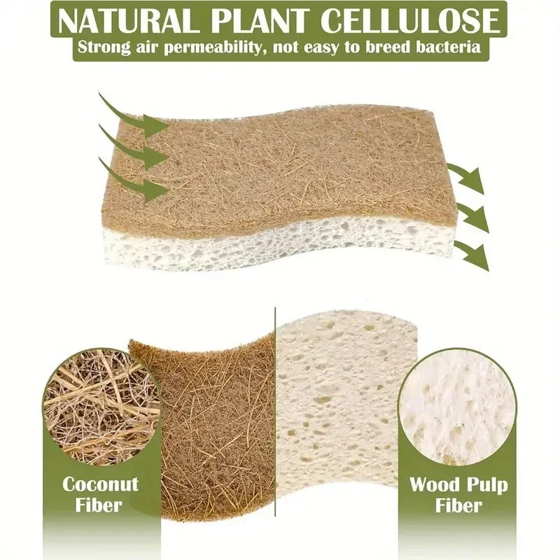1-12pcs Kitchen Sponge Natural Biodegradable Eco Friendly Sponges for Kitchen