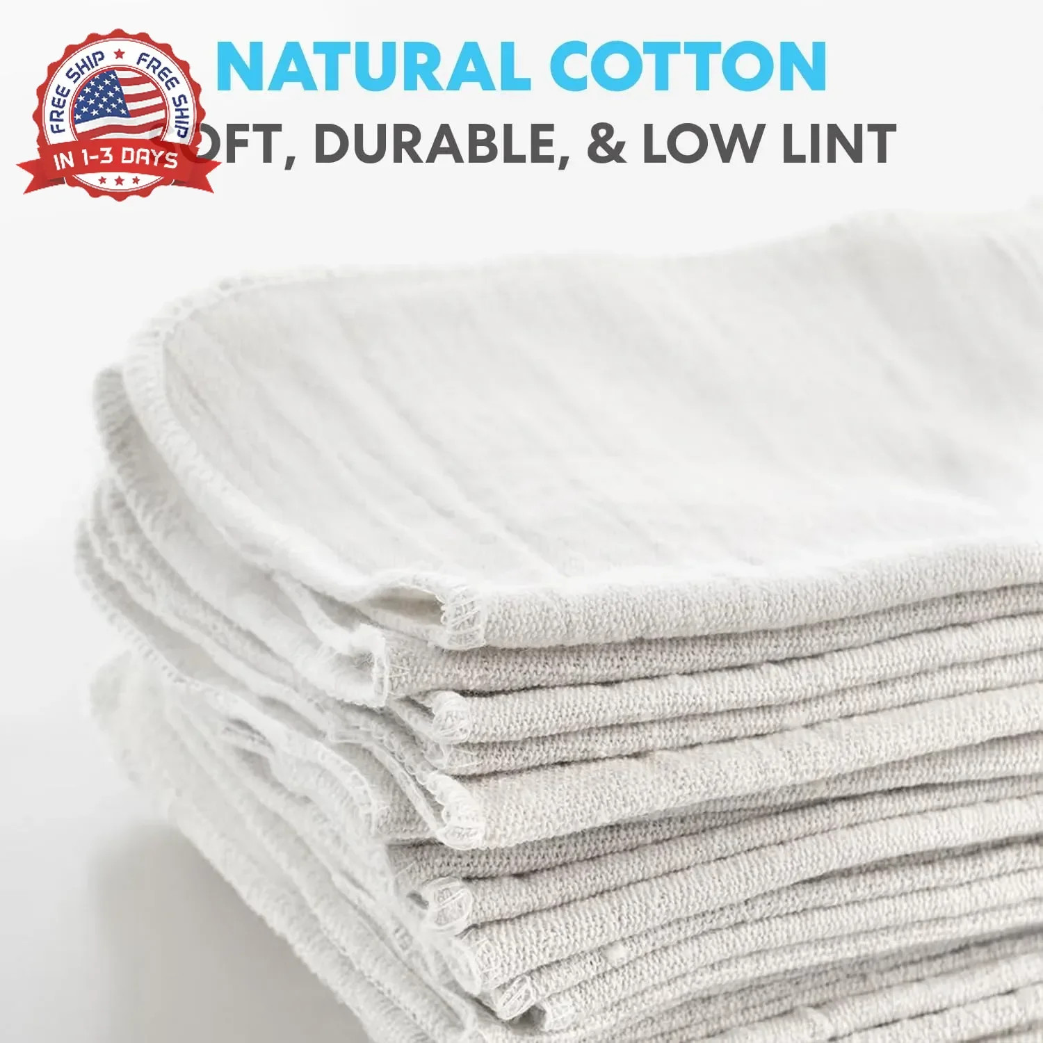 Simpli-Magic Cotton Shop Towels 14″x12″ (145 Pack) – Reusable Cleaning Shop Rags