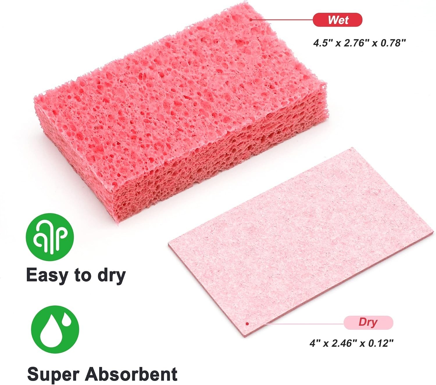 Multicolor Heavy Duty Cellulose Sponges – Non-Scratch, Eco-Friendly 6 Count Pack