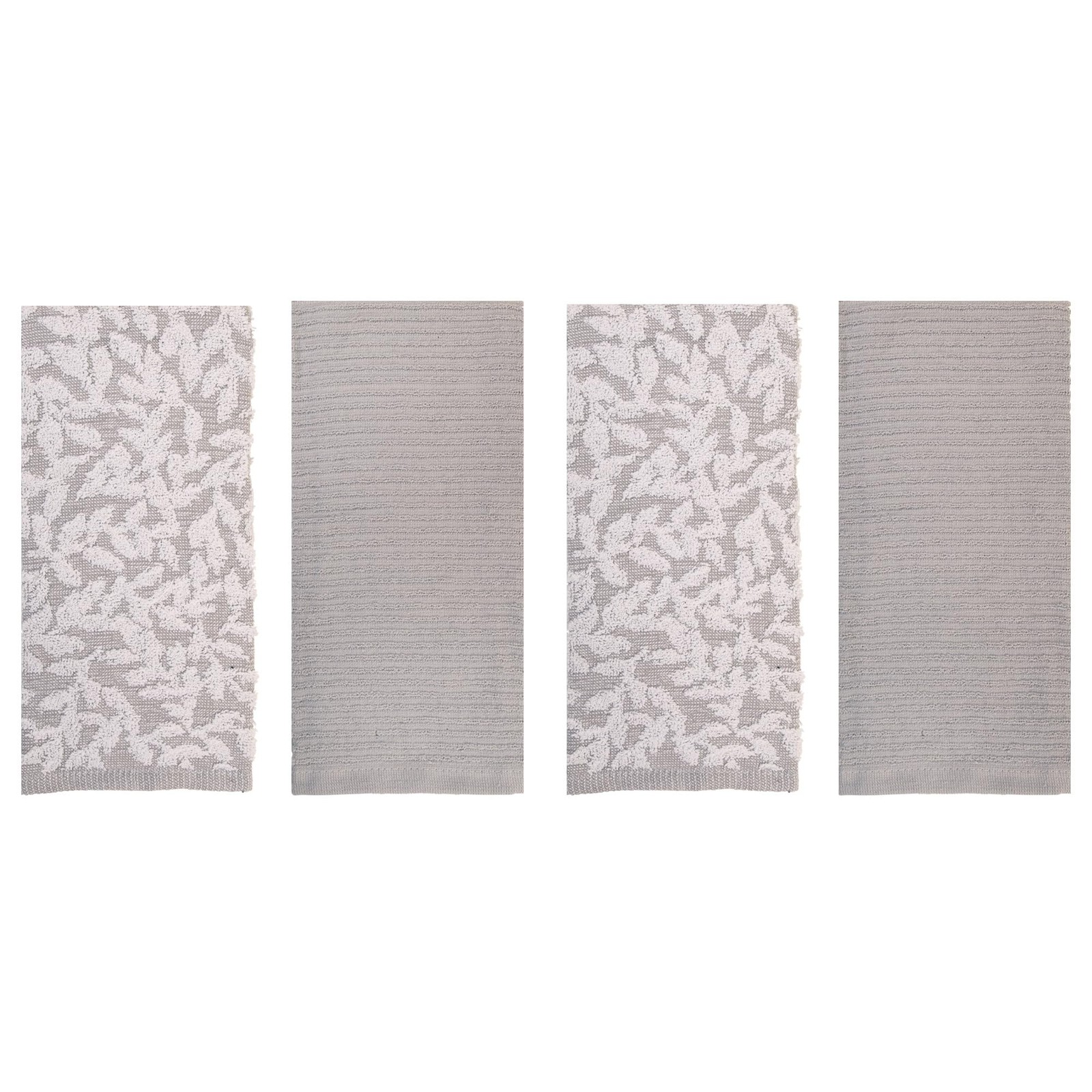 Kitchen Towels, Cotton Hand Towels, Grey and White Vine Ribbed Hand Drying Cl…