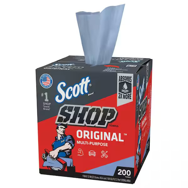 (200/Box) Blue Shop Towels Pop-Up Box