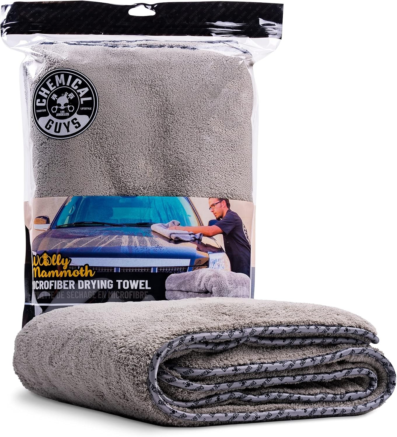 Chemical Guys Woolly Mammoth Large Microfiber Drying Towel – 36 x 25 Inch Gray,