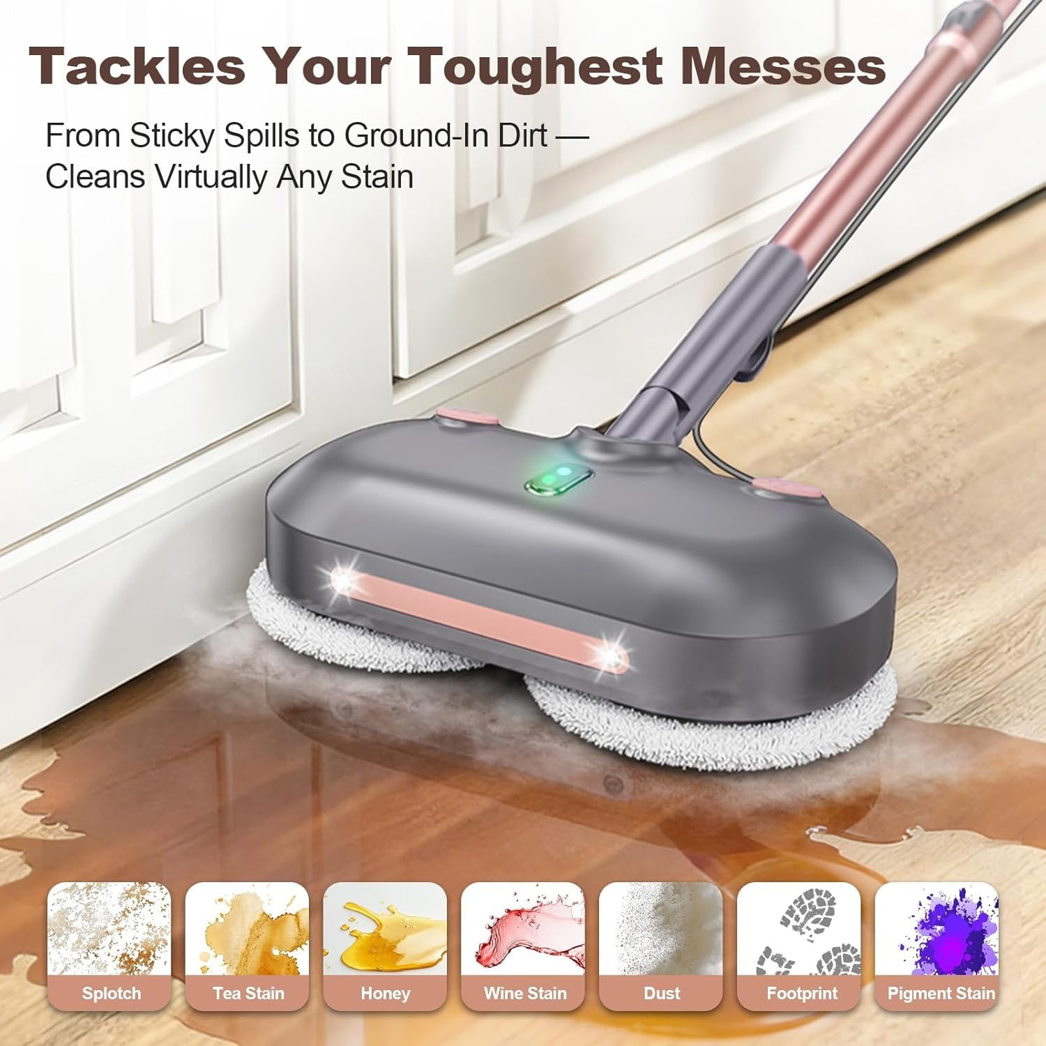 Scrubbing Steam Mop with Rotating Pad,Spin Steam Cleaner for Floor Cleaning |…