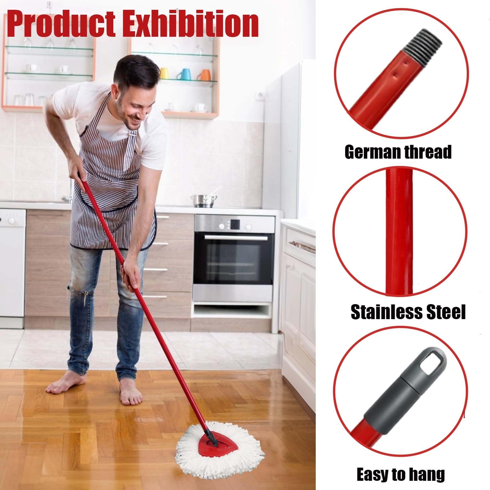 Mop Handle for Ocedar, Spin Mop Handle for O Cedar 4-Section 28.5-to-55inch