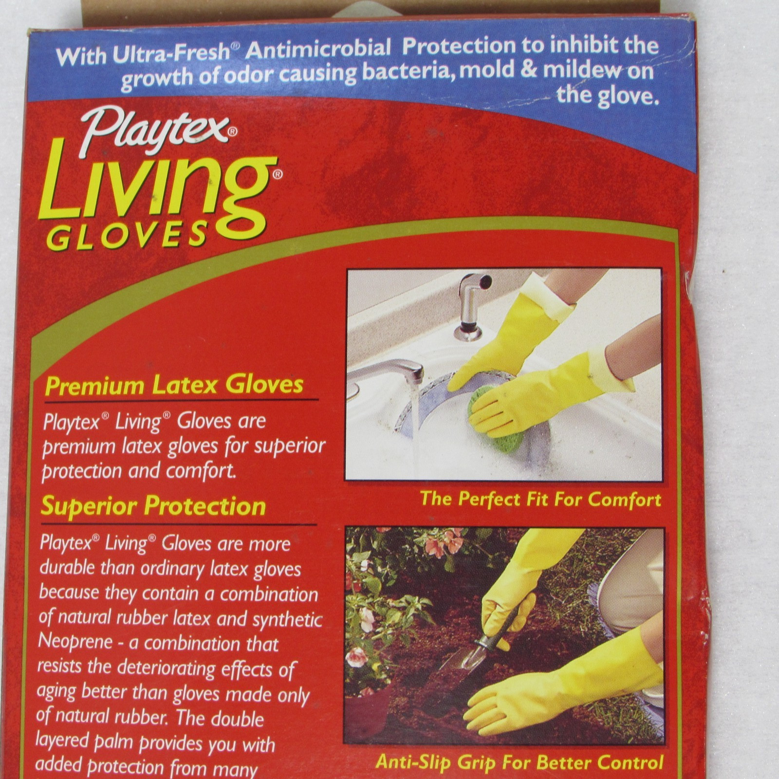 Vintage Playtex Living Gloves Yellow Size Large Long Cuff Cotton Lined USA NOS