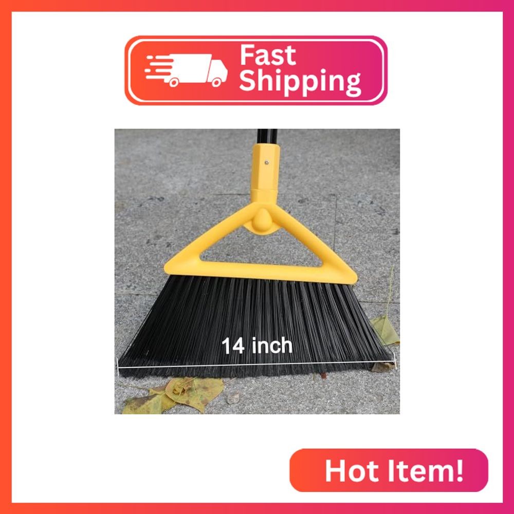 Szjyhqy Heavy Duty Angle Broom – Yellow Broom for Outdoor & Indoor, Garage, Driv