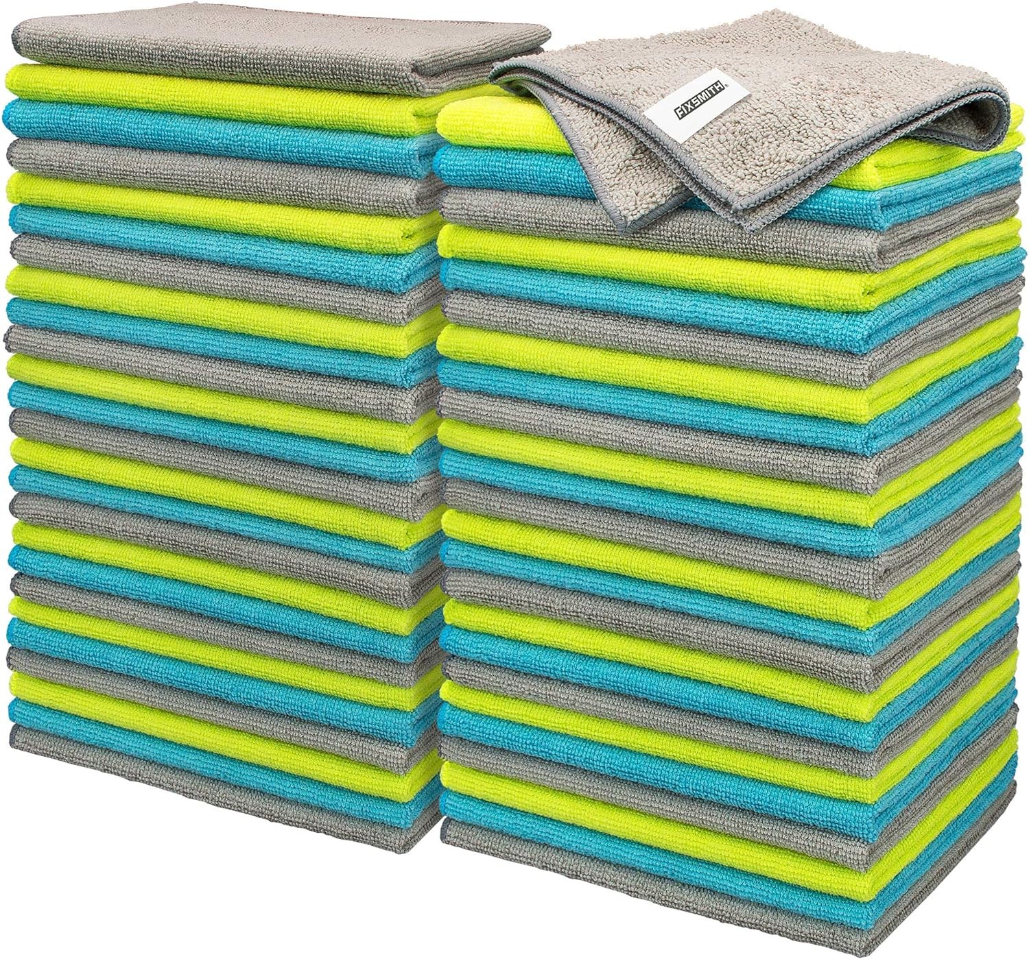FIXSMITH Microfiber Cleaning Cloth – Pack of 50, 3 Colors Assorted