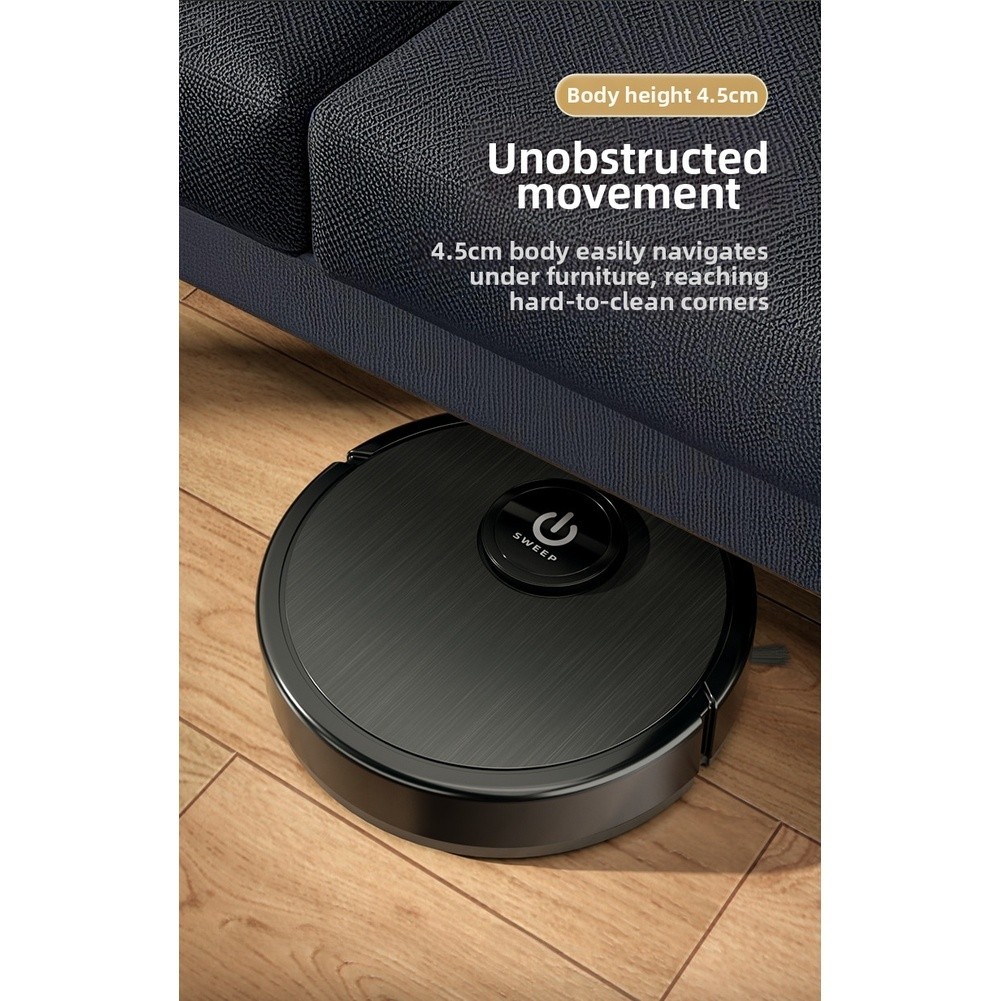 Robot Vacuum Cleaner 20x20x4.5cm 3 in 1 Function Sweep Mop Suction Low Noise
