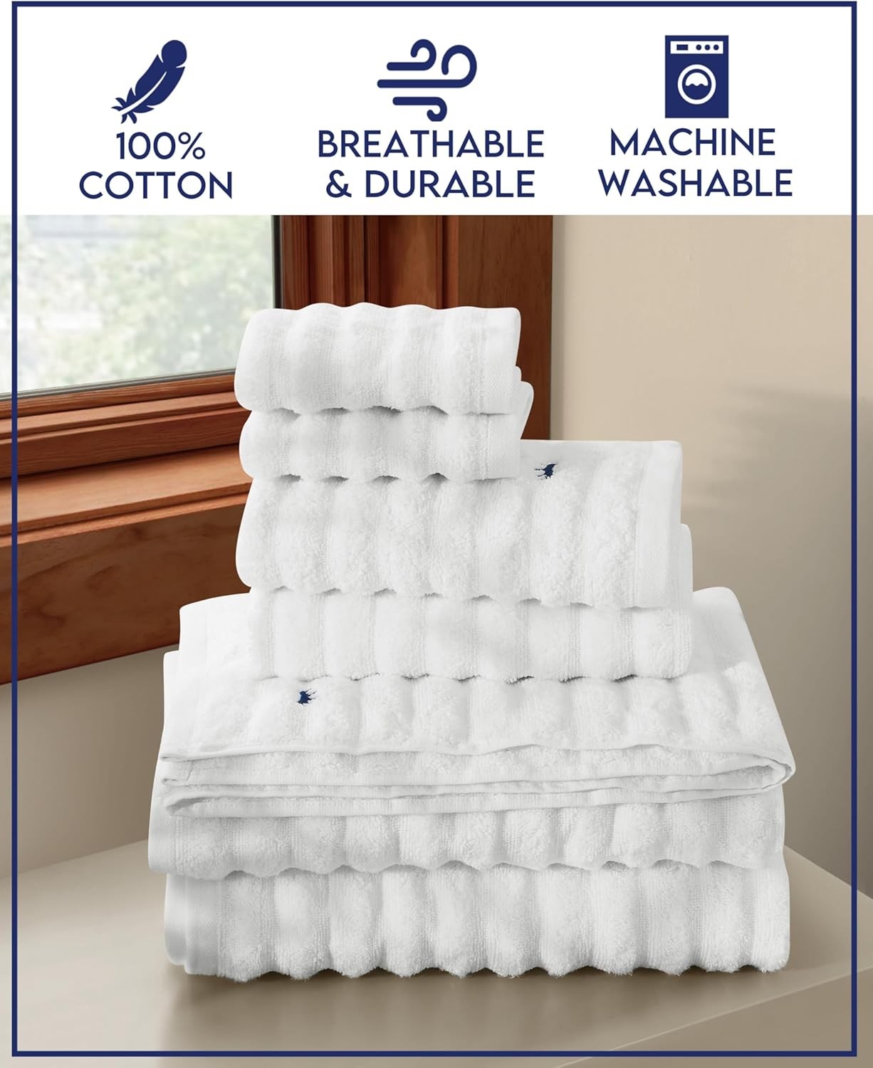 Textured Rust 6 Piece Towel Set, Solid Color Themed, Oeko-TEX Certified