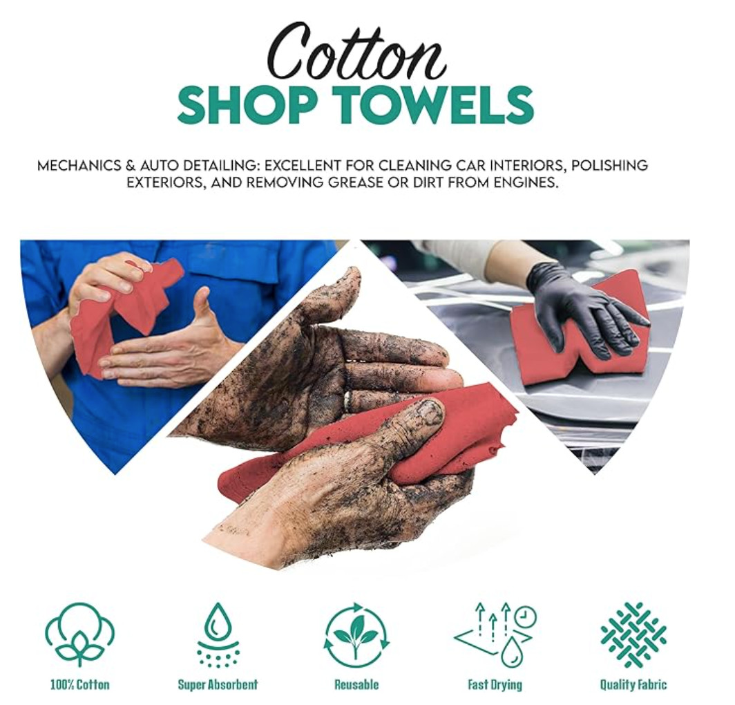 ZUPERIA Cotton Shop Towel – Multipurpose Cleaning Cloths 14″ x 12″-Pack of 150