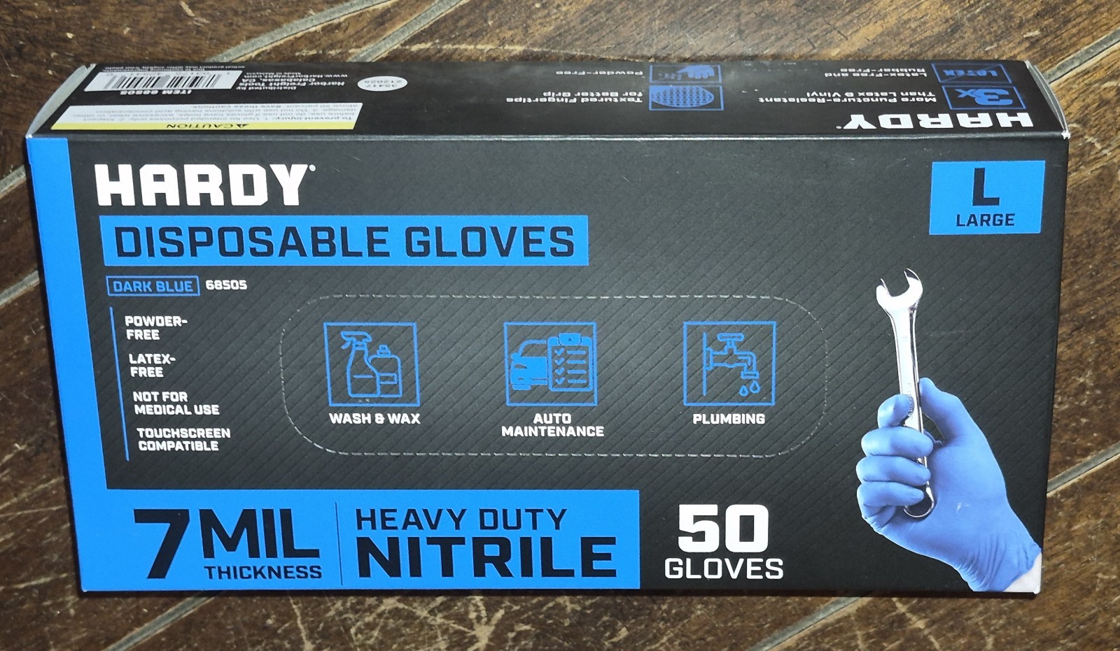 Hardy BLUE Heavy Duty LARGE Nitrile Disposable Gloves ~50 Gloves Per Box~ 7 MIL