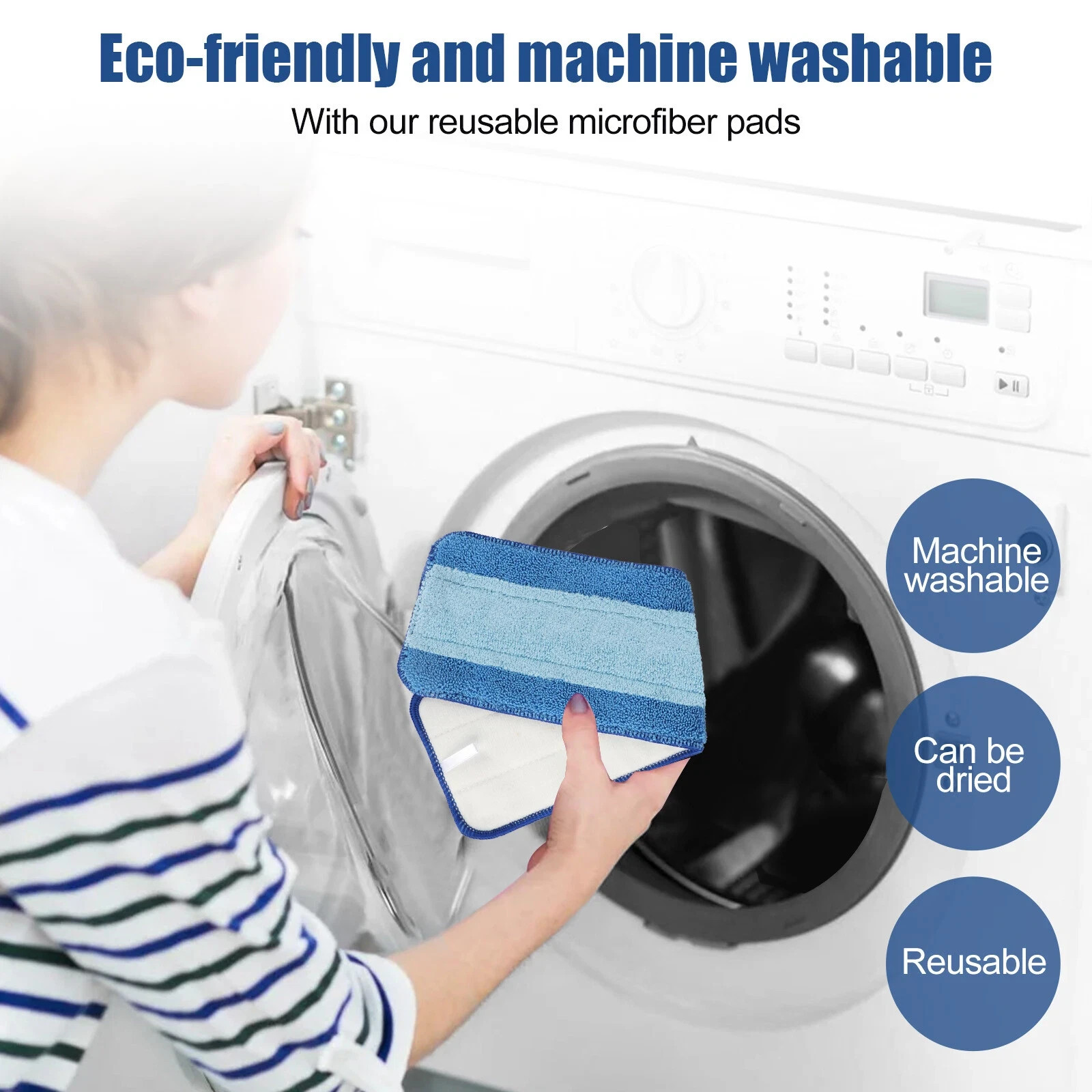 12 Pack, Reusable Microfiber Cleaning Pads Replacement For Bona Mop 18.3″ x 5.3″
