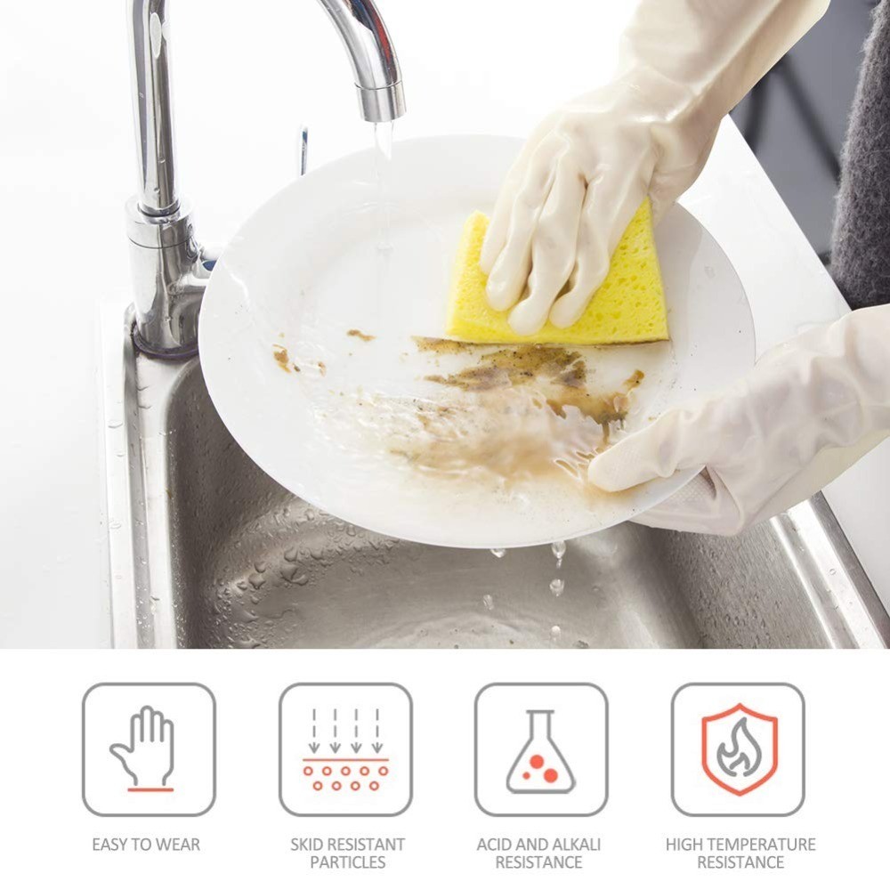 Nitrile Cleaning Gloves, Heavy Duty Dishwashing Gloves, Reusable Medium Gloves
