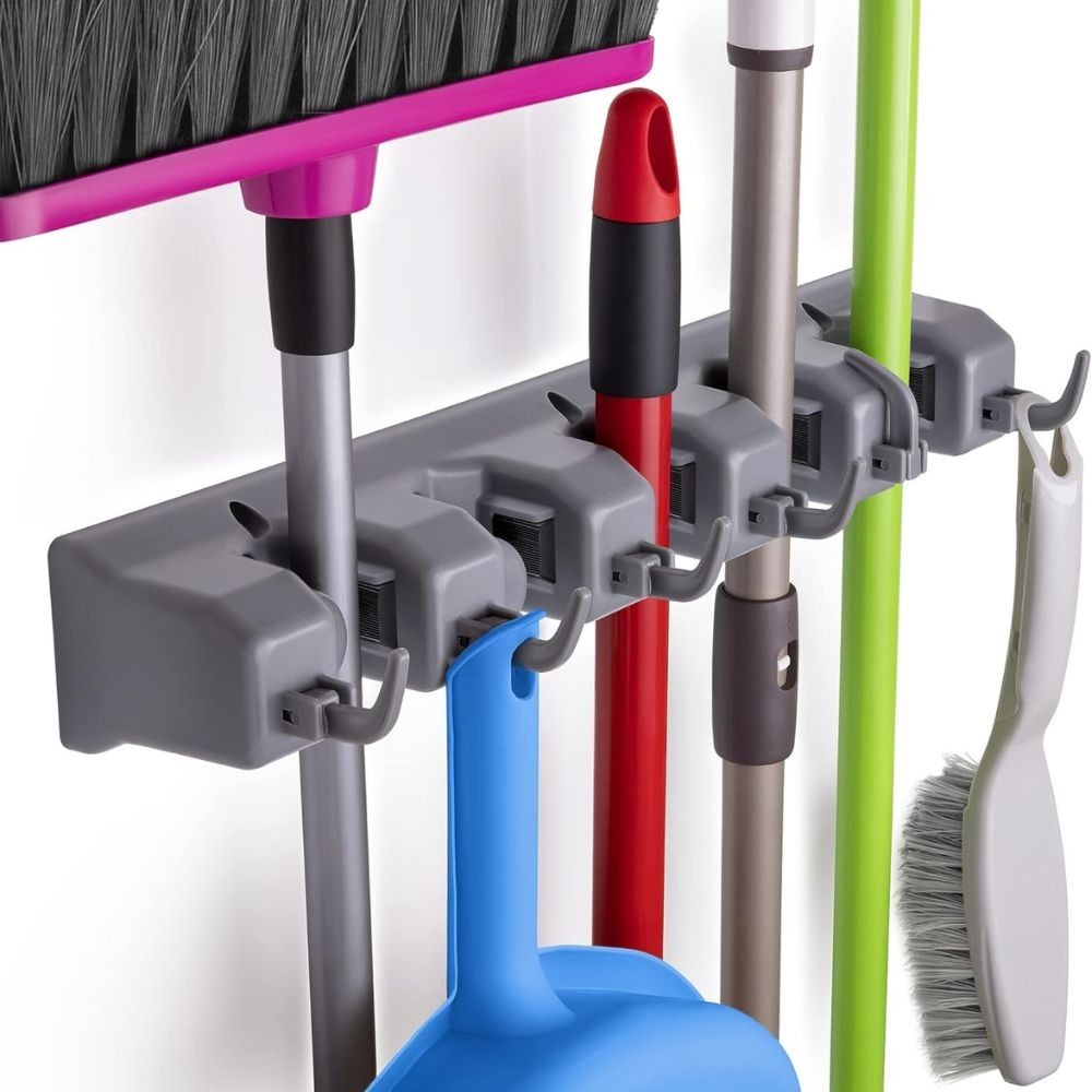 Zulay Home Mop and Broom Organizer Wall Mount – Easy to Install Wall Mount