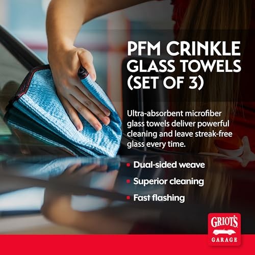 PFM Crinkle Glass Towels for Car Detailing, Streak-Free Cleaning for Windows,