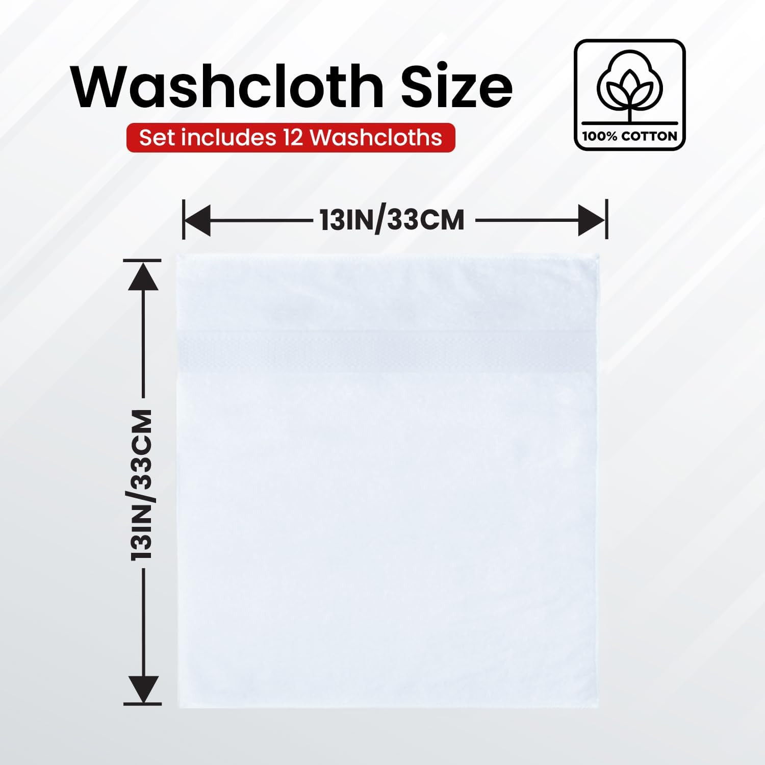 Infinitee Xclusives 100% Cotton Luxury Wash Cloths – Pack of 12, Brilliant White