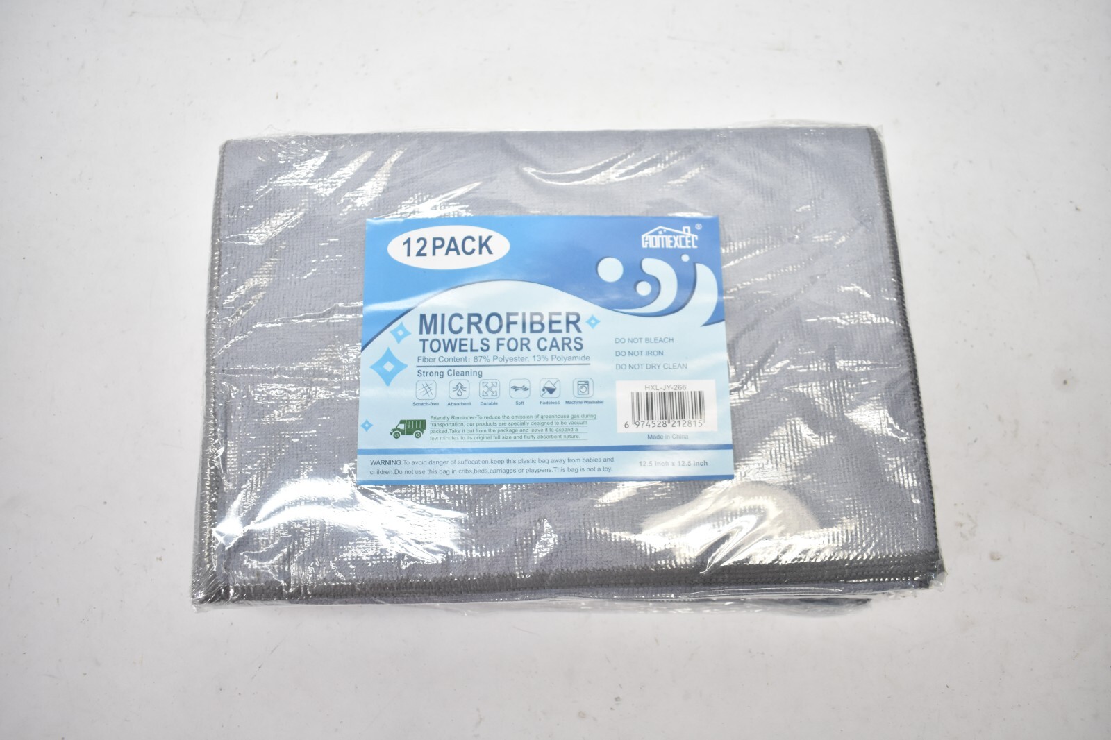 Lot of 48 Homexcel Gray Microfiber Cleaning Cloth Towels 12/Pack 12.5″ x 12.5″
