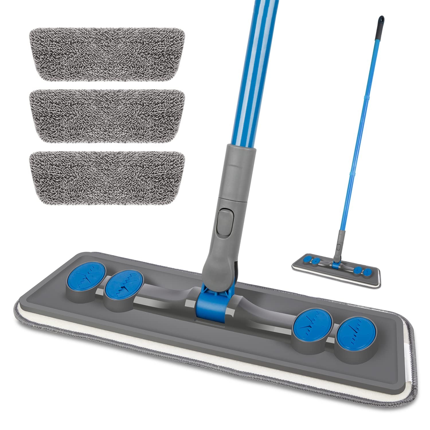 Microfibre Floor Mop Flat Mop For Wooden Vinyl Tile Dust Wet Cleaning Pads New