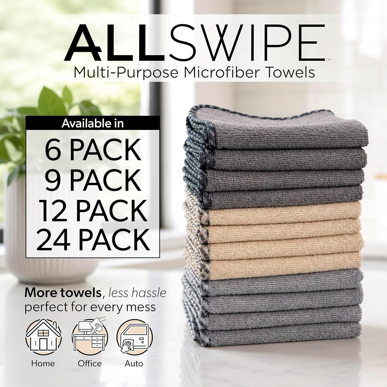 Paquete 12 Toallas de Microfibra AllSwipe Car Detailing Multicolor