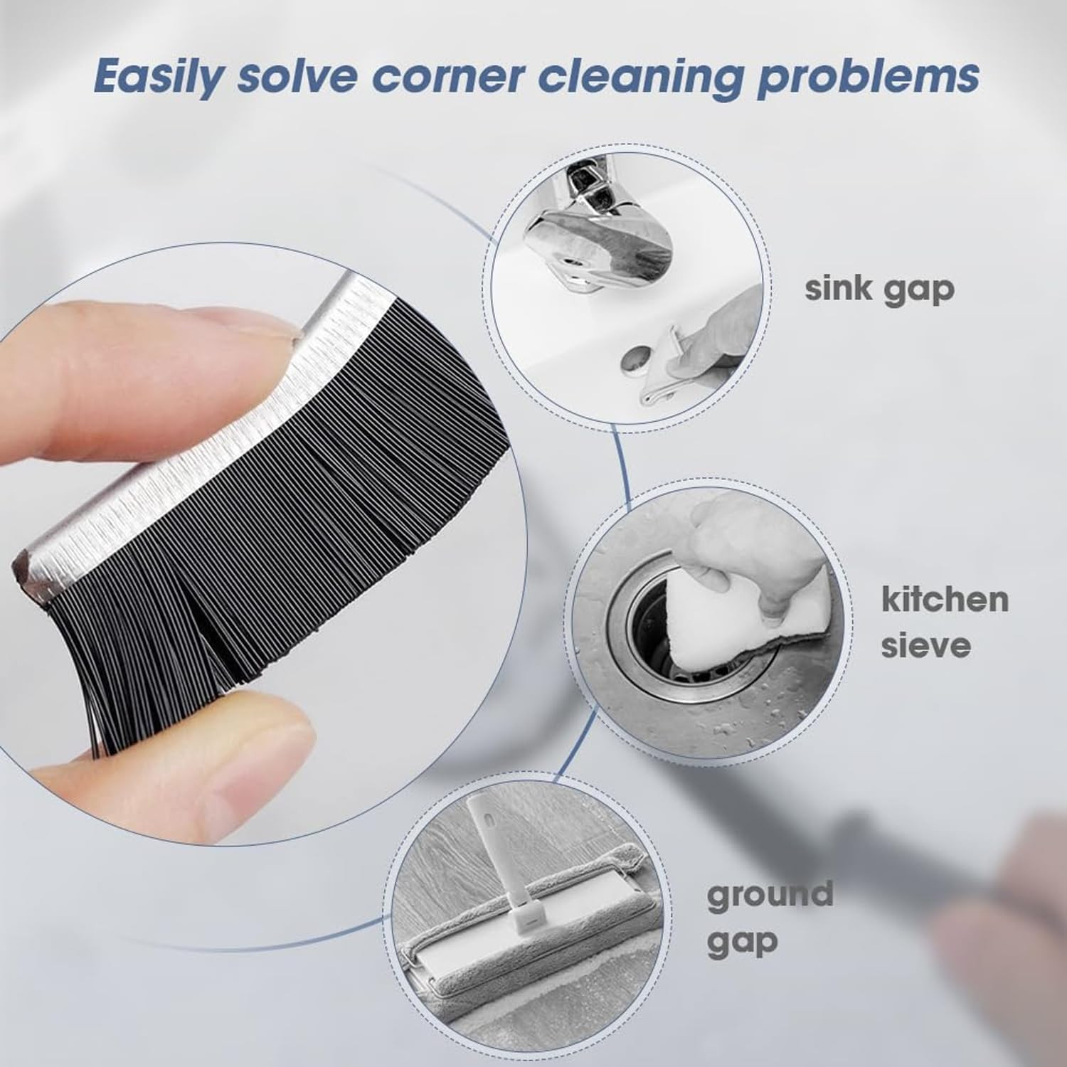 2X Hard Bristle Recess Crevice Cleaning Brush Household Tools Gap Cleaning Brush