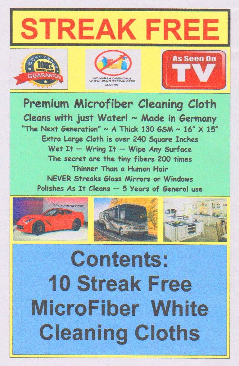 Streak Free MicroFiber Cleaning Cloth 10 Pack Made in Germany 1stClass FREE Ship