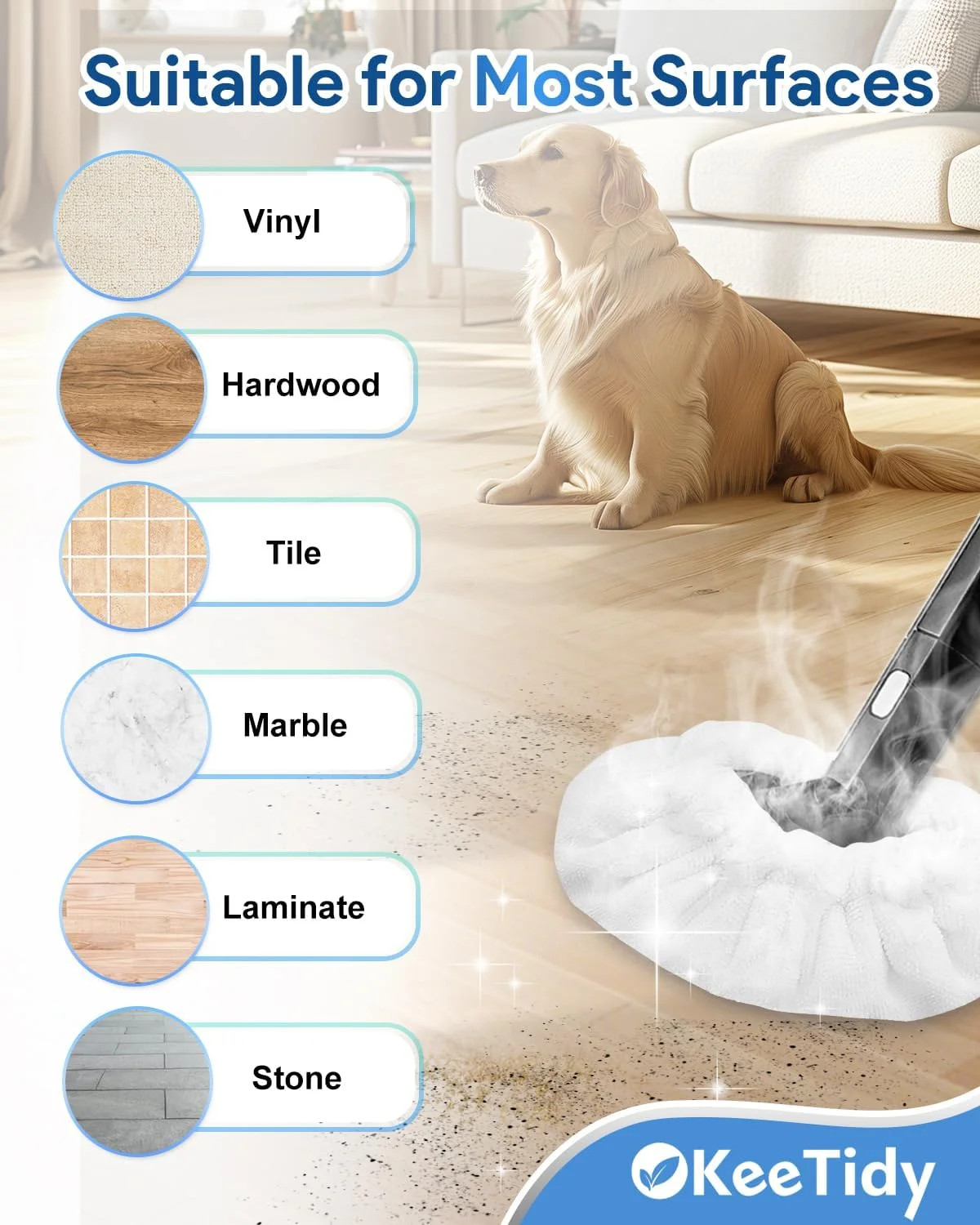 Reusable Steam Mop Pads – 6 Pack Microfiber for Multi-Surface Cleaning