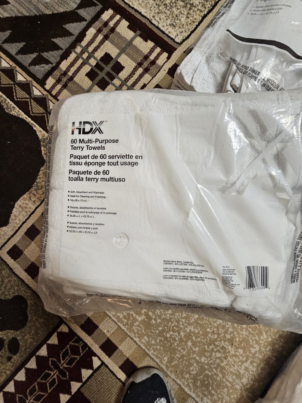 HDX Multi-Purpose Terry Towels White Cleaning Rags 14×17 60 Pack X2 24 Pack X2