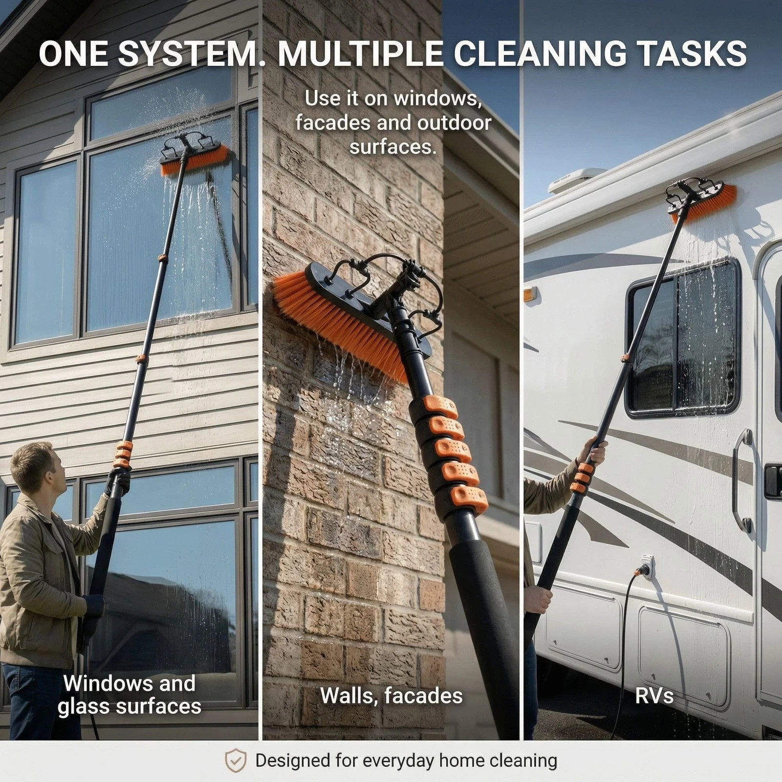 Briliantwerk Solar Panel Cleaning Brush with 20 ft Extension Pole Water Fed Pole