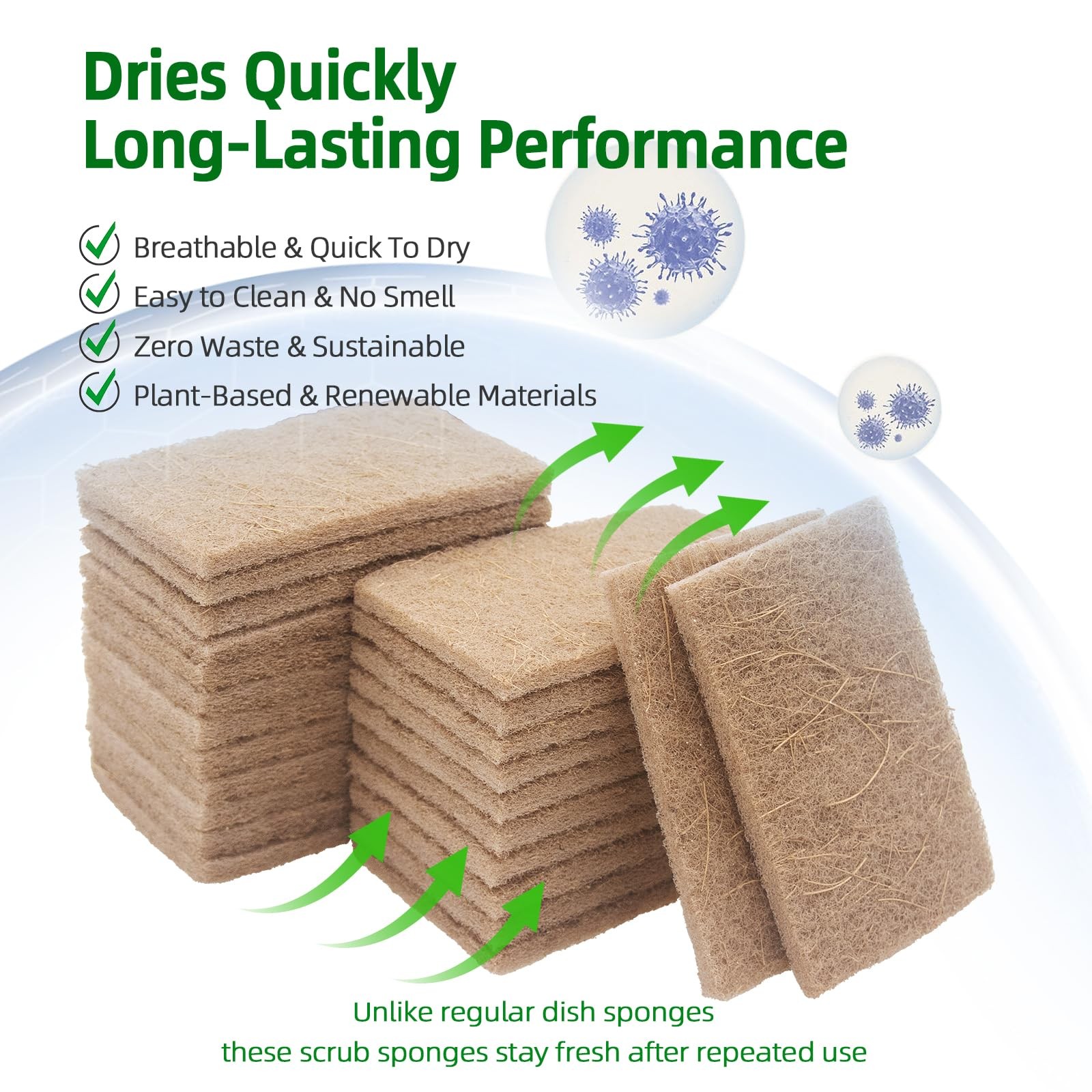 Natural Scouring Pads Dish Scrubber Non-Scratch Sisal Cleaning Pads Multipurpose