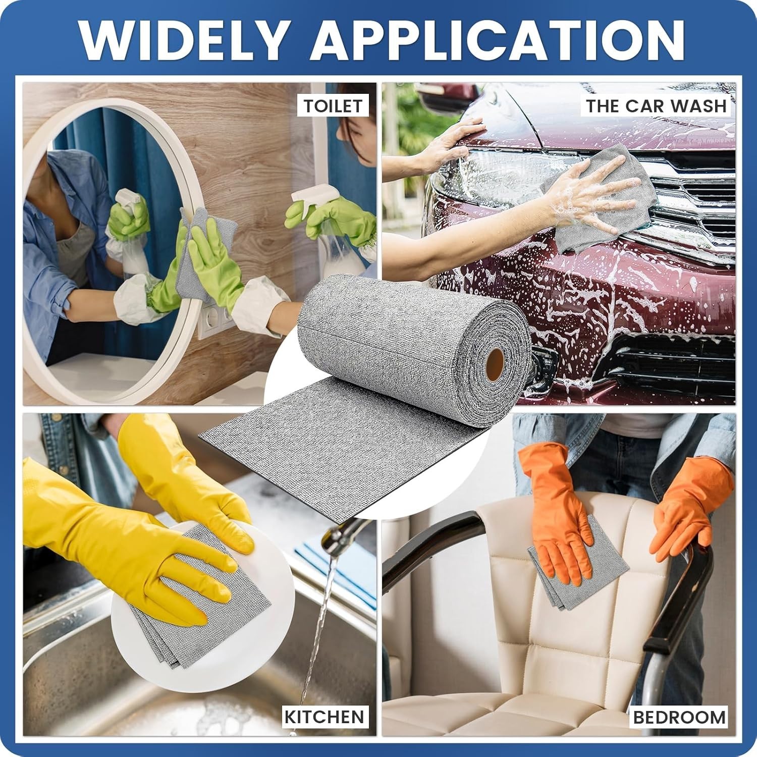 75 Pack Microfiber Cleaning Cloth Roll,Reusable Washable Ultra Tear Away Micr…