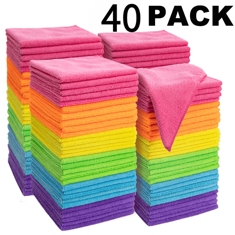 40 Pcs Multi-Purpose Cleaning Towels, Reusable Cleaning Cloths, Colors Assorted