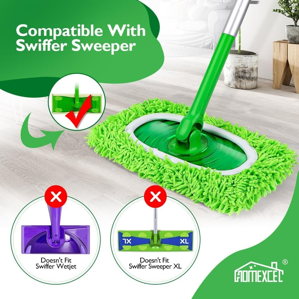 Reusable Microfiber Mop Pads Compatible with Sweeper Mop, Dry & Wet Sweeping …