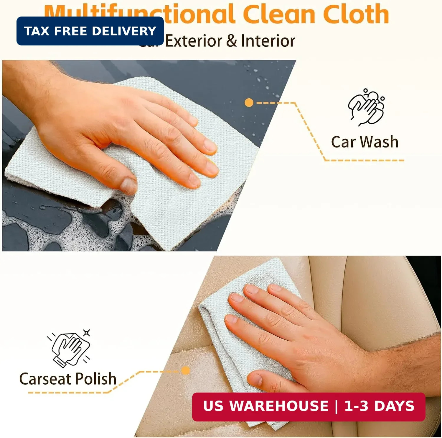 Microfiber Cleaning Cloth Roll, 50 Tear-Away Sheets, Reusable & Washable, Lint-F