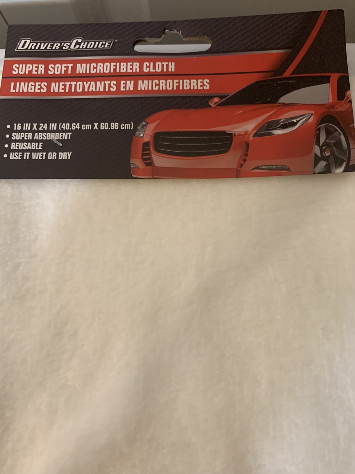 New DRIVER’S CHOICE White SUPER SOFT Reusable MICROFIBER CLOTH 24″ X 16″ CAR
