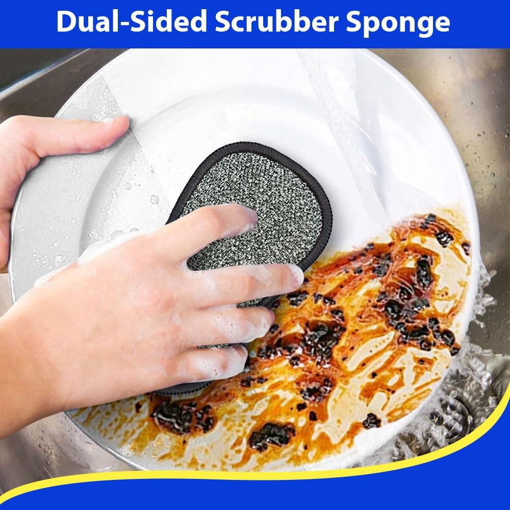 Non Scratch Cleaning Sponges 12 Pack, Multi Surface Use, Green